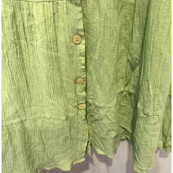 Argee‎ Green Cotton  Dress Gauzy Button Down Sleeveless  Size Medium Vintage - Picture 4 of 5